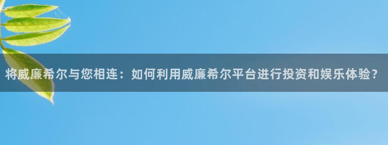 摩登7是啥：将威廉希尔与您相连：如何利用威廉希尔平台进行投资和娱乐体验？