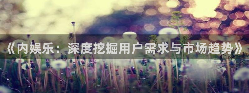 摩登7麻将胡了：《内娱乐：深度挖掘用户需求与市场趋势》
